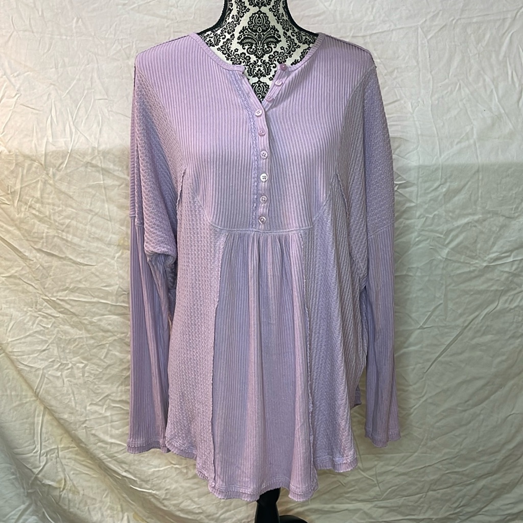 Free People Leo Oversized Long Sleeve Henley Top